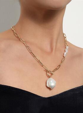 欧美跨境饰品几何圆环异形珍珠