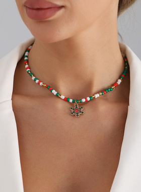 欧美跨境饰品圣诞节项链女卡通