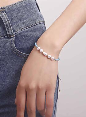 ins可调节异形仿珍珠五彩绳