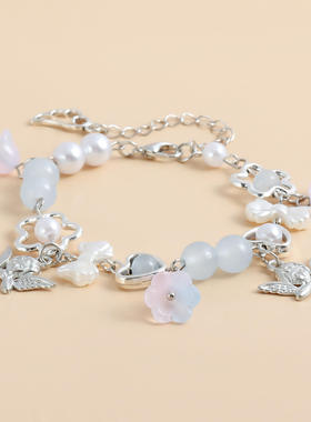 夏日甜美多巴胺手工串珠高颜值叠戴送闺蜜小清新天使爱心手链女孩