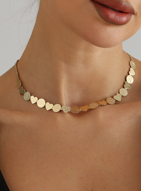 欧美跨境饰品几何爱心圆形金属片