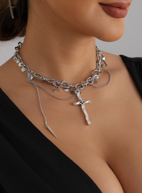 欧美跨境饰品猪鼻圆片金属流苏十