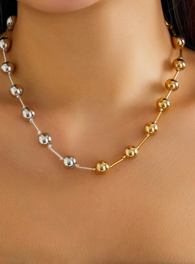 欧美跨境饰品夸张朋克撞色串珠ne