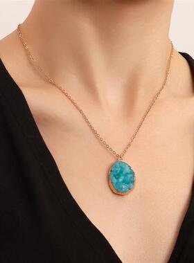 欧美跨境饰品轻奢不规则仿绿玛瑙