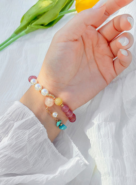 欧美简约仿水晶仿珍珠锆石手链