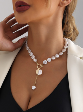 欧美跨境饰品简约单层巴洛克仿