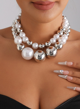 欧美跨境饰品时尚夸张个性银球珍