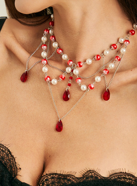 欧美跨境哥特风滴血流苏串珠
