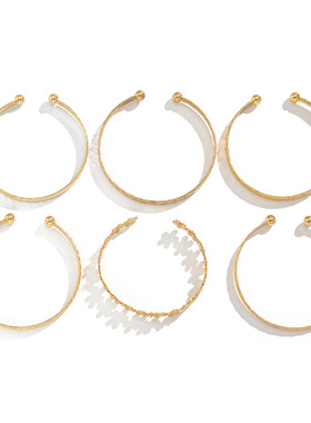 欧美跨境bracelet甜酷花朵雕刻花纹手镯 街拍ins叠戴小众手饰品女