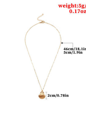 欧美跨境饰品海派几何扇贝项链女