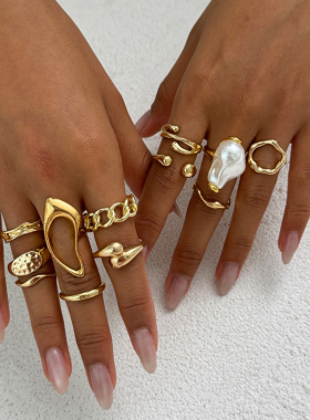 欧美跨境个性夸张仿珍珠指环手饰