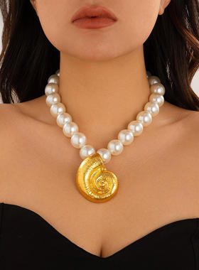 欧美跨境海洋风海星形珍珠项链女