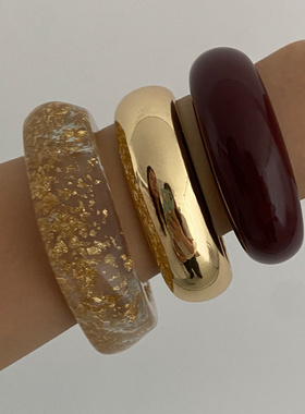 欧美跨境ins风光面宽手镯手饰品