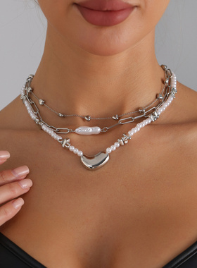 欧美跨境饰品异型吊坠拼接风爱心