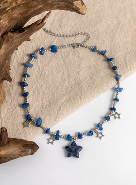 欧美跨境饰品田园五角星流苏项饰