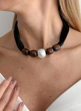 欧美跨境夸张复古串珠短款锁骨链