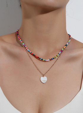 欧美跨境饰品时尚彩色米珠爱心