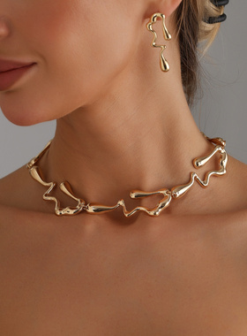 欧美跨境饰品不规则项饰套装ins