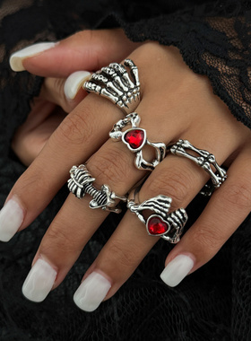 欧美个性万圣节骷髅头彩色镶钻开