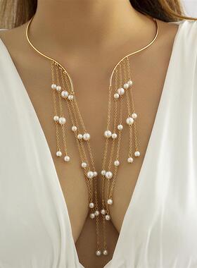 简约几何型星星圆珠锁骨链小众