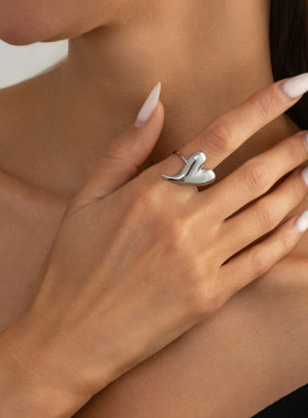 欧美跨境ins液态立体爱心形开口