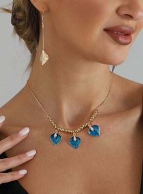 欧美跨境饰品复古时尚花朵滴釉项