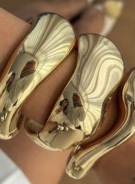 欧美夸张时尚金属风开口手镯 跨境bracelet小众光面几何手环饰品