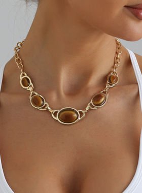 欧美跨境饰品中古风vintage虎眼