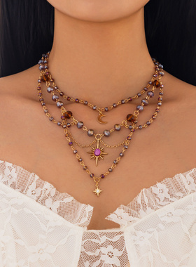 欧美跨境饰品甜酷不规则月亮项饰