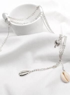 欧美跨境饰品 创意项饰choker 简约椰树贝壳多层项链女配饰嘻哈女