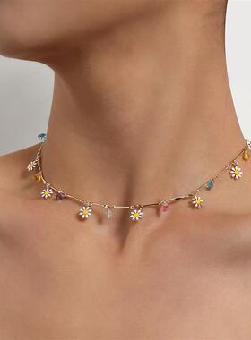 欧美跨境饰品七彩宝石直管链条