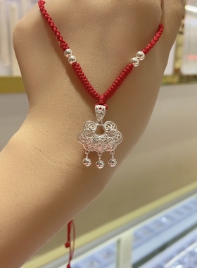 2022新款纯银平安锁999足银长命锁手工编绳送宝宝闺蜜女朋友礼物