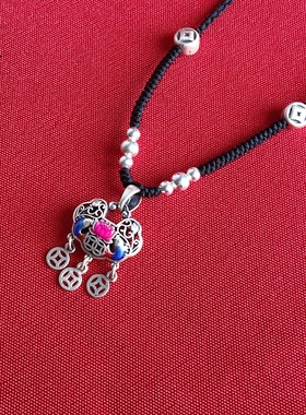 999纯银平安锁项链百搭足银长命锁吊坠宝宝锁包送女生情人节礼物