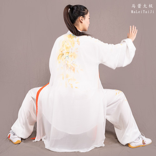 马蕾太极春蕾太极服练功服男女表演服比赛服装彩绘太极服一树花香 - 图2