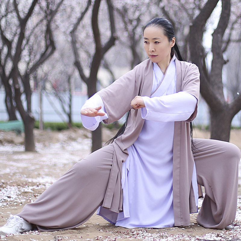 马蕾太极服女春夏新款加长汉服版型太极表演服道士服气功服太极道_虎窝淘