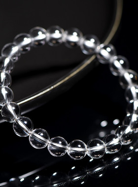 天然东海老料圆珠净体白水晶手链老矿白水晶单圈手串散珠饰品批发