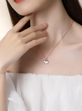 新款梦幻独角兽项链女创意卡通小众设计感锁骨链网红ins吊坠纯银