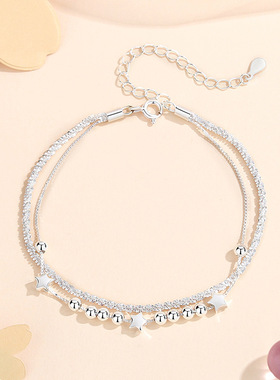 金宏宇双层满天星手链女纯银925韩版轻奢波光粼粼手环网红ins手饰