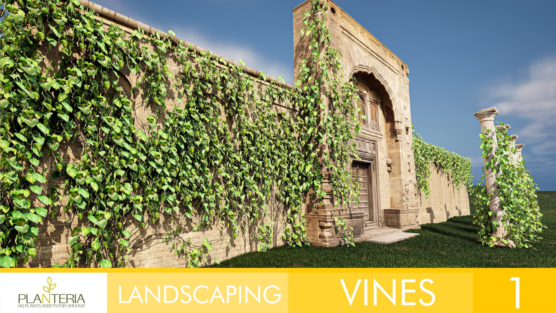 UE5虚幻5 藤蔓爬墙虎园林绿化景观植物场景 Landscaping Vines 1 - 图1