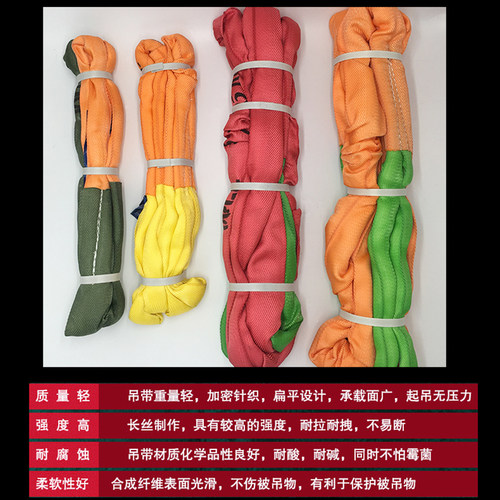 起重柔性两头扣吊装带5T环形吊带行车吊车圆形吊绳双扣拖车绳包邮 - 图2