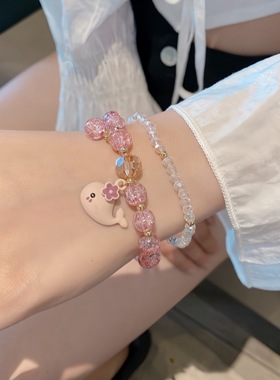 2025新款粉水晶花简约手链