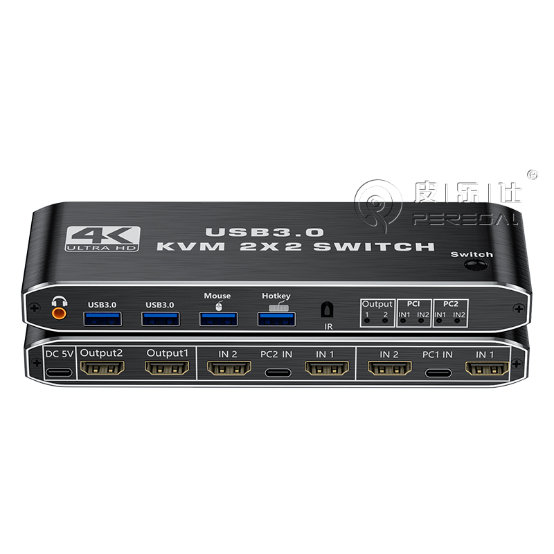 HDMI KVM切换器2进2出电脑显卡扩展双屏幕二进二出高清4K60hz键鼠 - 图0