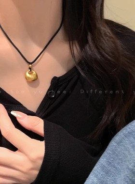 祥云锁福袋胖福小金坨黑绳吊坠