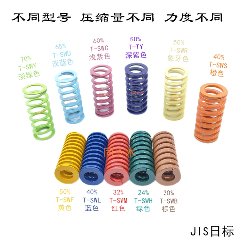 进口合金钢模具弹簧黄蓝红绿棕紫黑色订做耐高温矩形扁线弹黄定制 - 图0