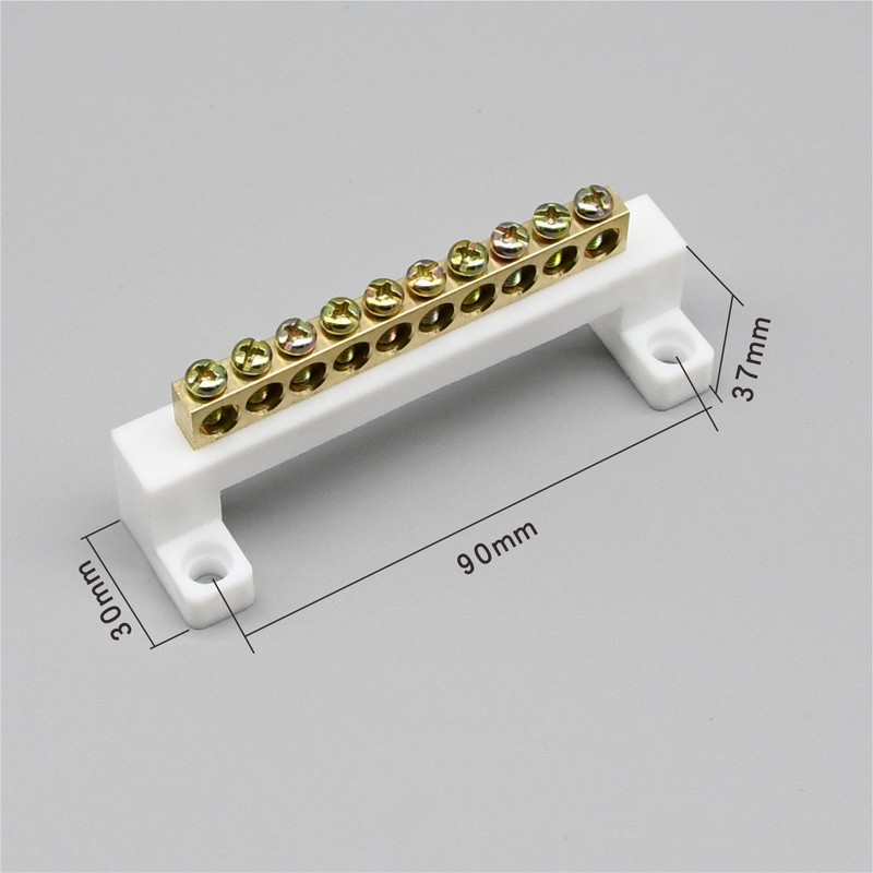接线端子排零线排零地排 10位十铜排接地接线排大电流10孔-图2