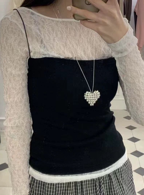 银色串珠爱心项链女2025新款