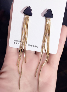 复古长款超仙显脸瘦银针流苏耳环