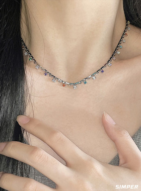 高级感小众设计彩色锆石甜酷风