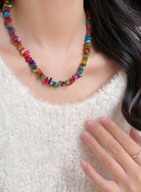 新款海边渡假风甜酷辣妹彩色项链