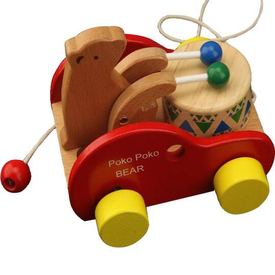 Drum pull cart toddler tractor wooden toy